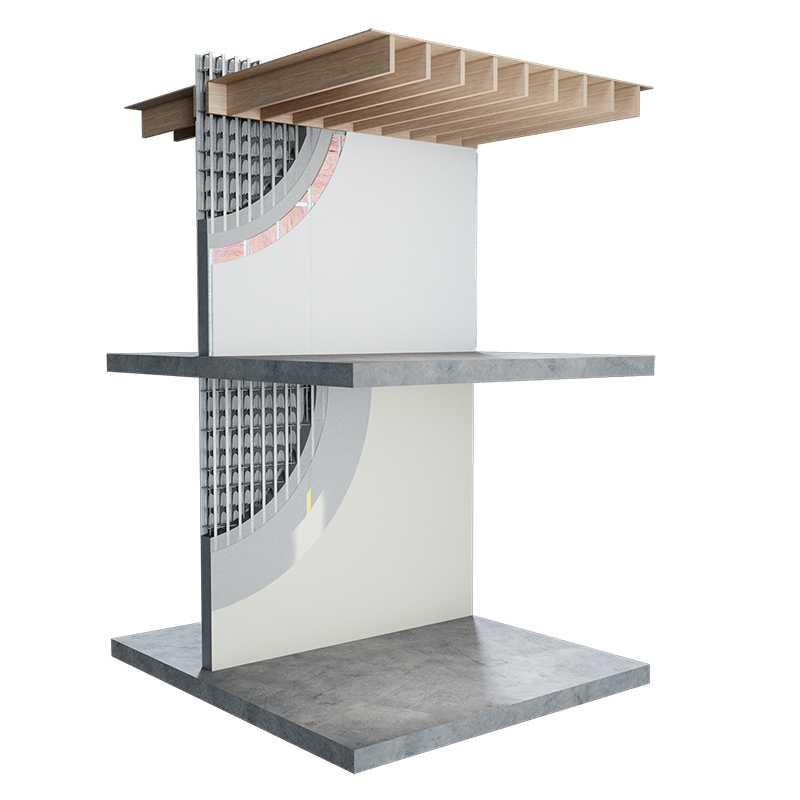 AFS Logicwall Intertenancy Wall Render with two wall finish options